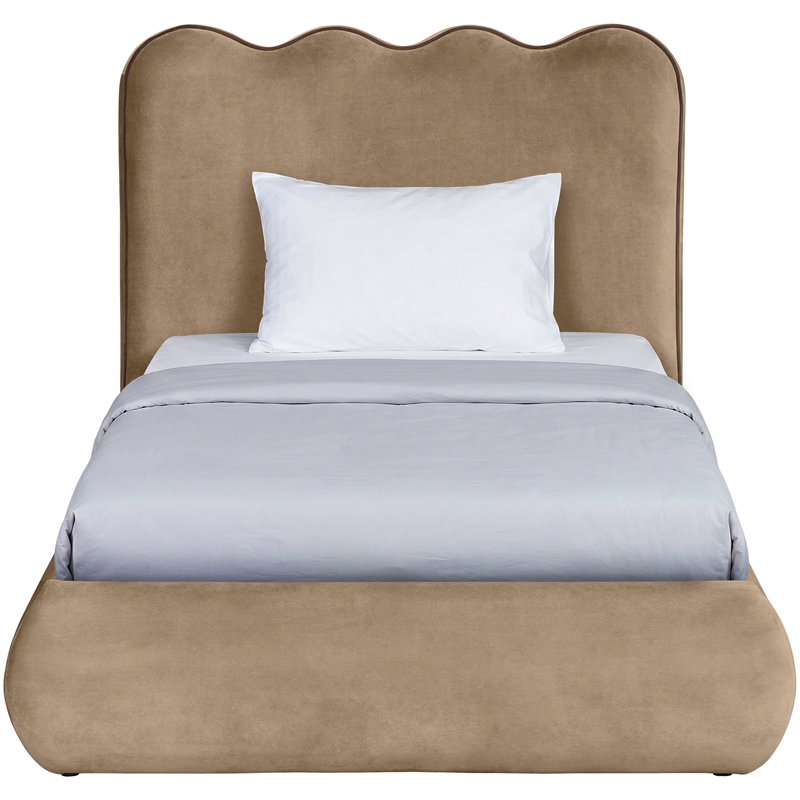 Meridian Furniture Tempo Beige Velvet Upholstered Twin Bed
