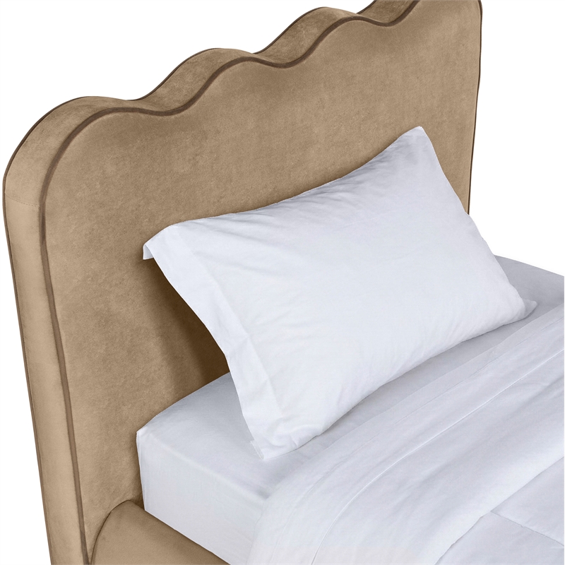 Meridian Furniture Tempo Beige Velvet Upholstered Twin Bed