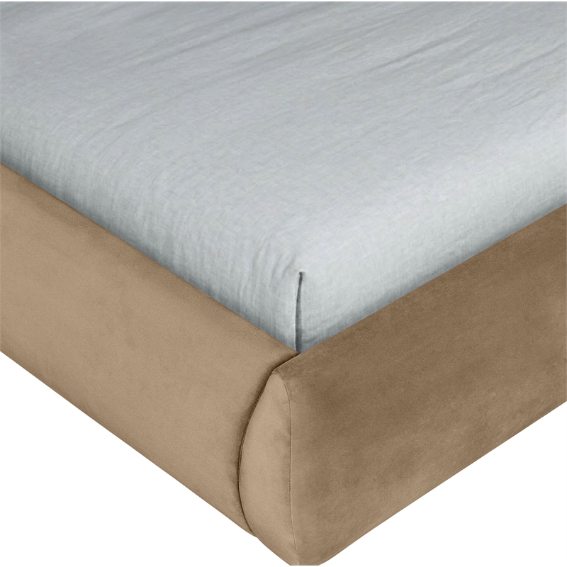 Meridian Furniture Tempo Beige Velvet Upholstered Twin Bed