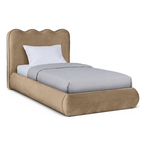Meridian Furniture Tempo Beige Velvet Upholstered Twin Bed