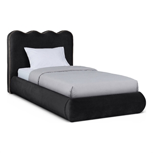Meridian Furniture Tempo Black Velvet Upholstered Twin Bed