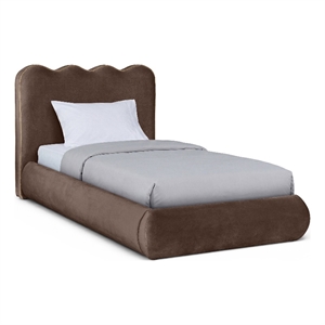 Meridian Furniture Tempo Brown Velvet Upholstered Twin Bed