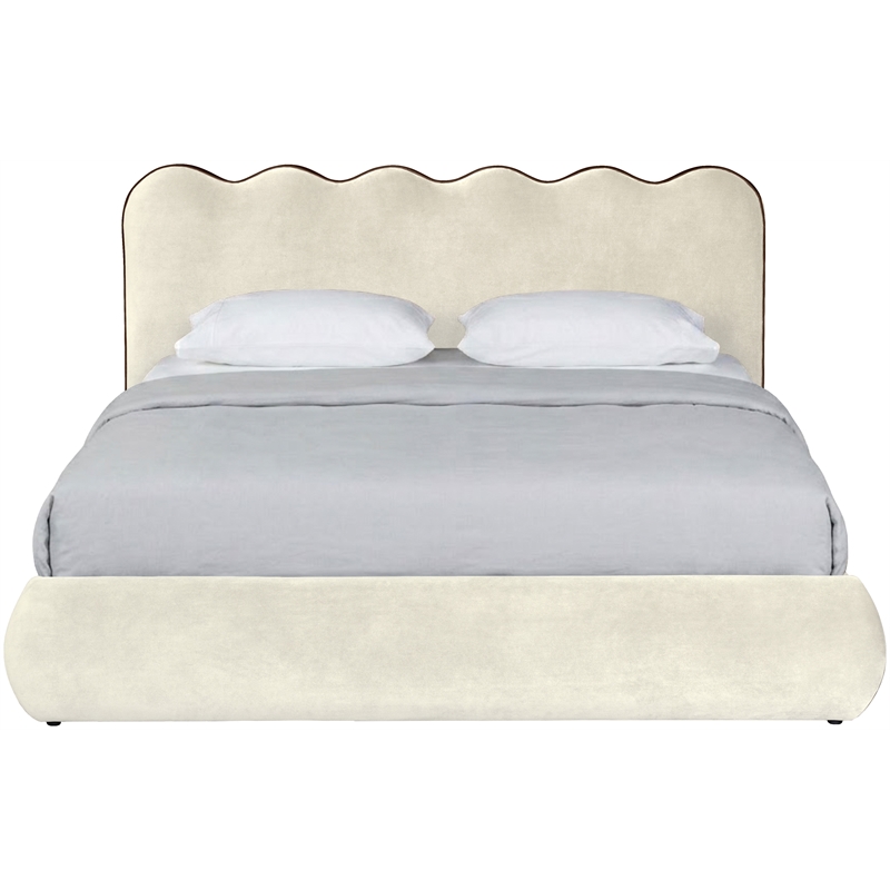 Meridian Furniture Tempo Cream Velvet Upholstered Full Bed