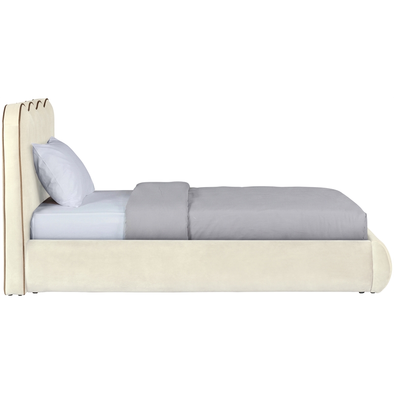 Meridian Furniture Tempo Cream Velvet Upholstered Twin Bed
