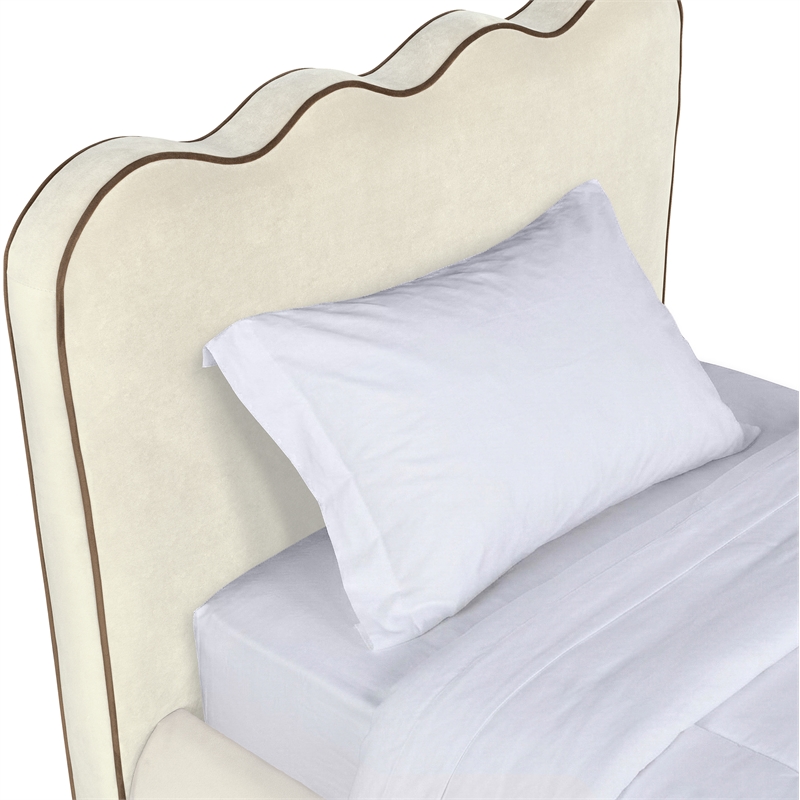 Meridian Furniture Tempo Cream Velvet Upholstered Twin Bed