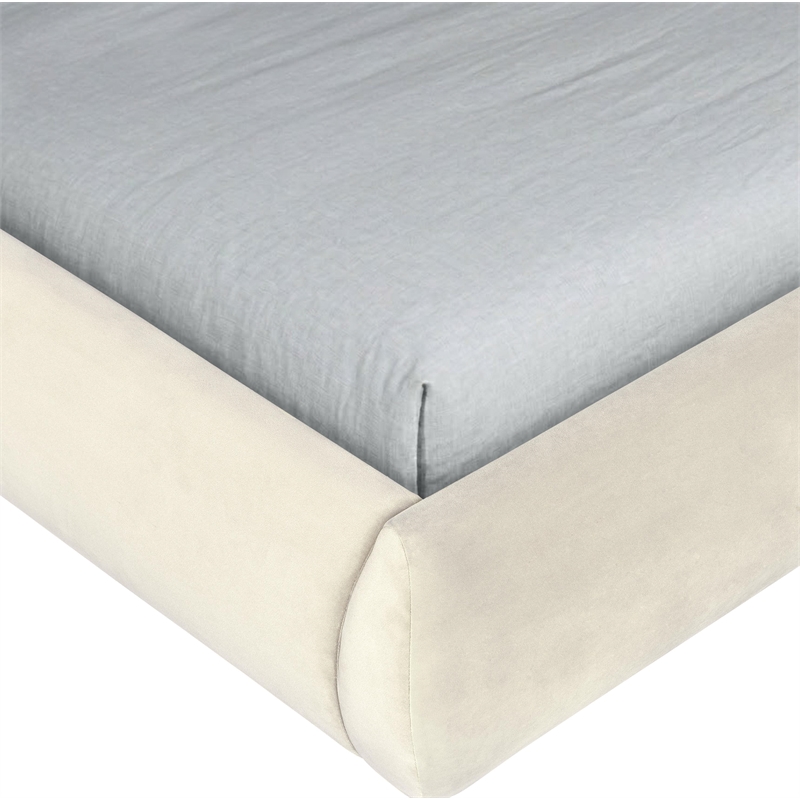 Meridian Furniture Tempo Cream Velvet Upholstered Twin Bed