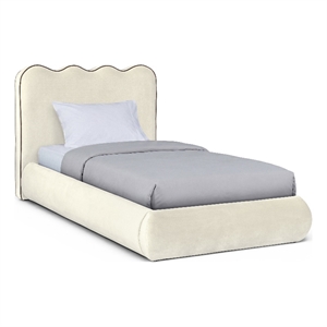 Meridian Furniture Tempo Cream Velvet Upholstered Twin Bed