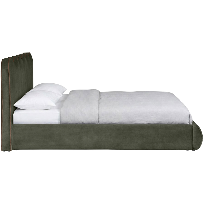 Meridian Furniture Tempo Green Velvet Upholstered Full Bed