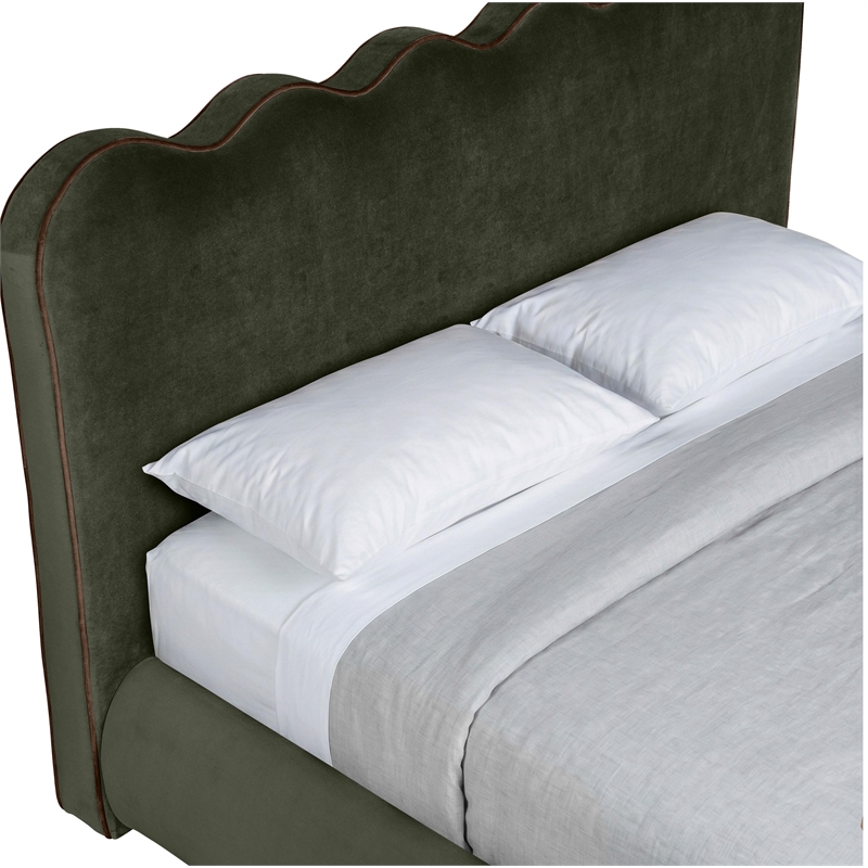 Meridian Furniture Tempo Green Velvet Upholstered Full Bed