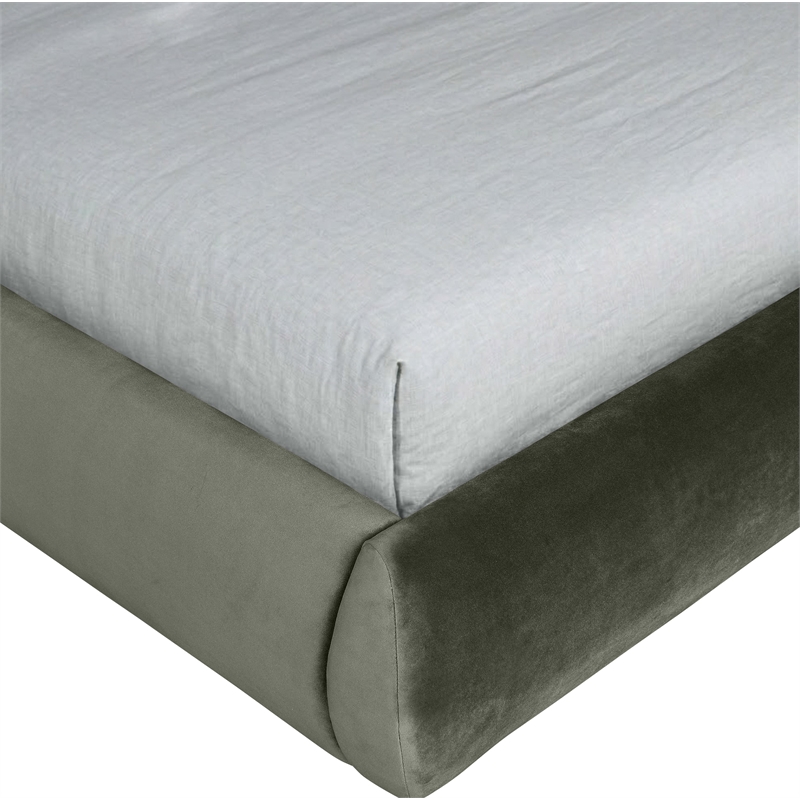 Meridian Furniture Tempo Green Velvet Upholstered Full Bed