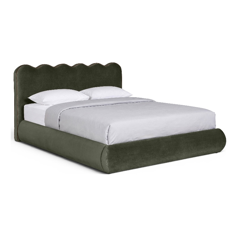 Meridian Furniture Tempo Green Velvet Upholstered Full Bed