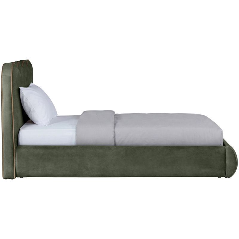 Meridian Furniture Tempo Green Velvet Upholstered Twin Bed