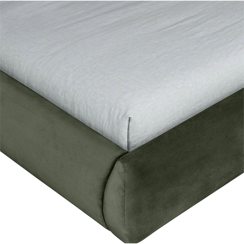 Meridian Furniture Tempo Green Velvet Upholstered Twin Bed