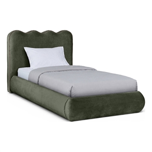 Meridian Furniture Tempo Green Velvet Upholstered Twin Bed