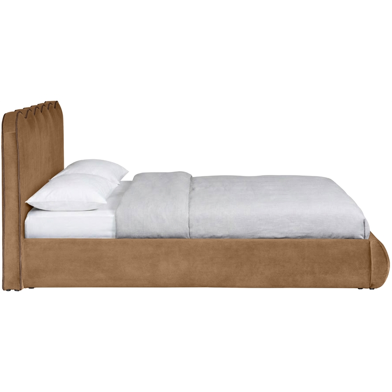 Meridian Furniture Tempo Saddle Velvet Upholstered Full Bed