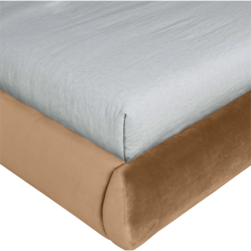 Meridian Furniture Tempo Saddle Velvet Upholstered Full Bed