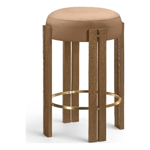 Meridian Furniture Harrison Cognac Vegan Leather Upholstered Counter Stool