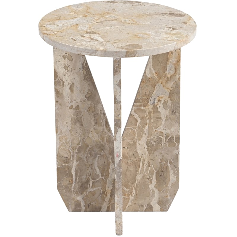 Meridian Furniture Alba Beige Genuine Marble End / Side Table