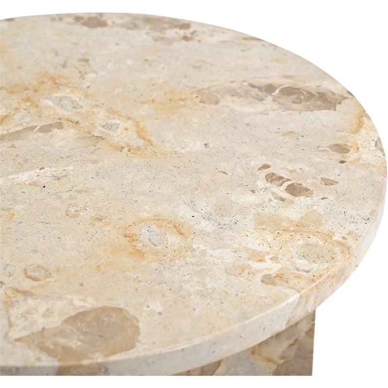 Meridian Furniture Alba Beige Genuine Marble End / Side Table