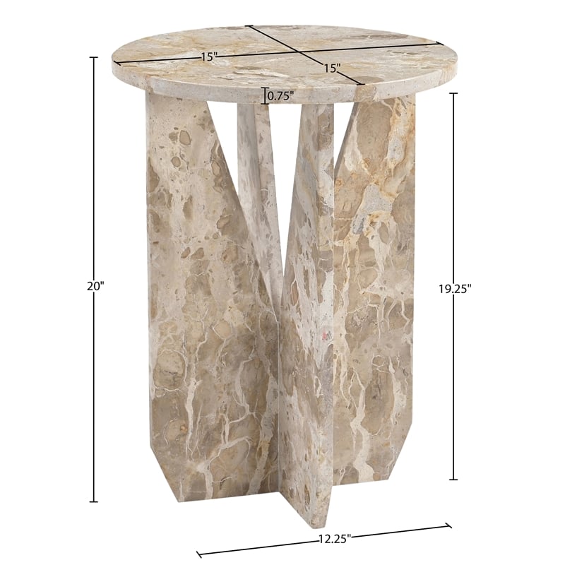 Meridian Furniture Alba Beige Genuine Marble End / Side Table