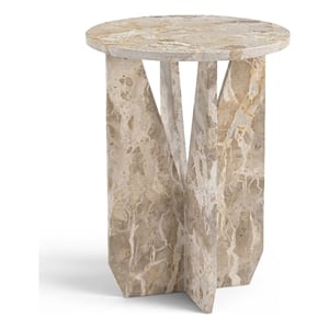Meridian Furniture Alba Beige Genuine Marble End / Side Table
