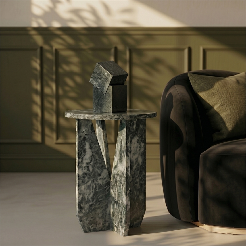 Meridian Furniture Alba Green Genuine Marble End / Side Table
