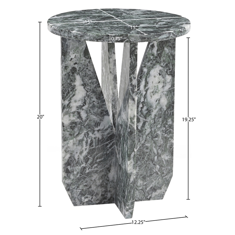 Meridian Furniture Alba Green Genuine Marble End / Side Table