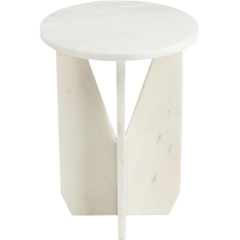 Meridian Furniture Alba White Genuine Marble End / Side Table