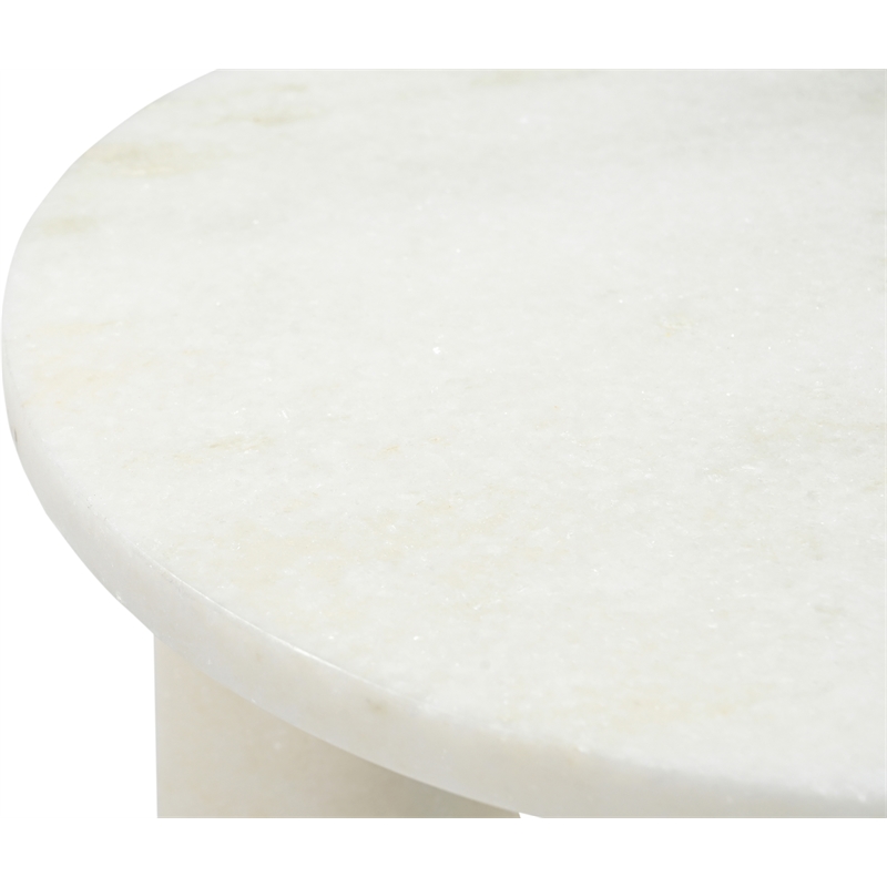 Meridian Furniture Alba White Genuine Marble End / Side Table
