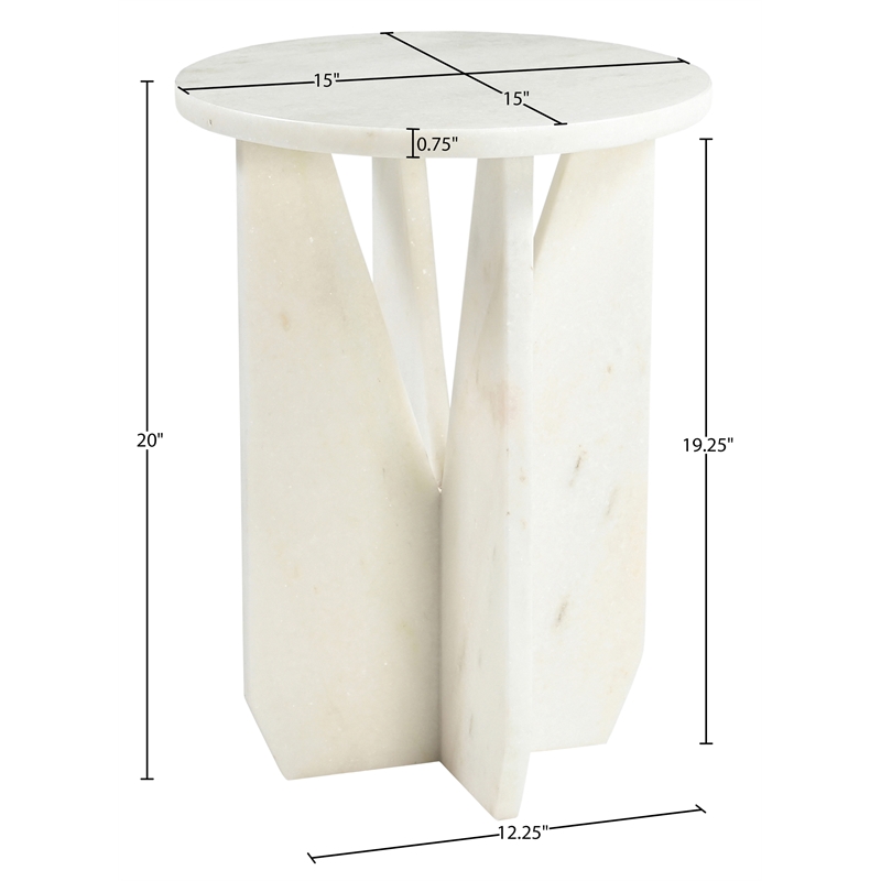 Meridian Furniture Alba White Genuine Marble End / Side Table