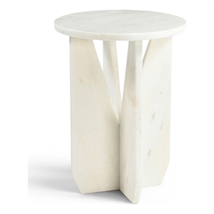 Meridian Furniture Alba White Genuine Marble End / Side Table