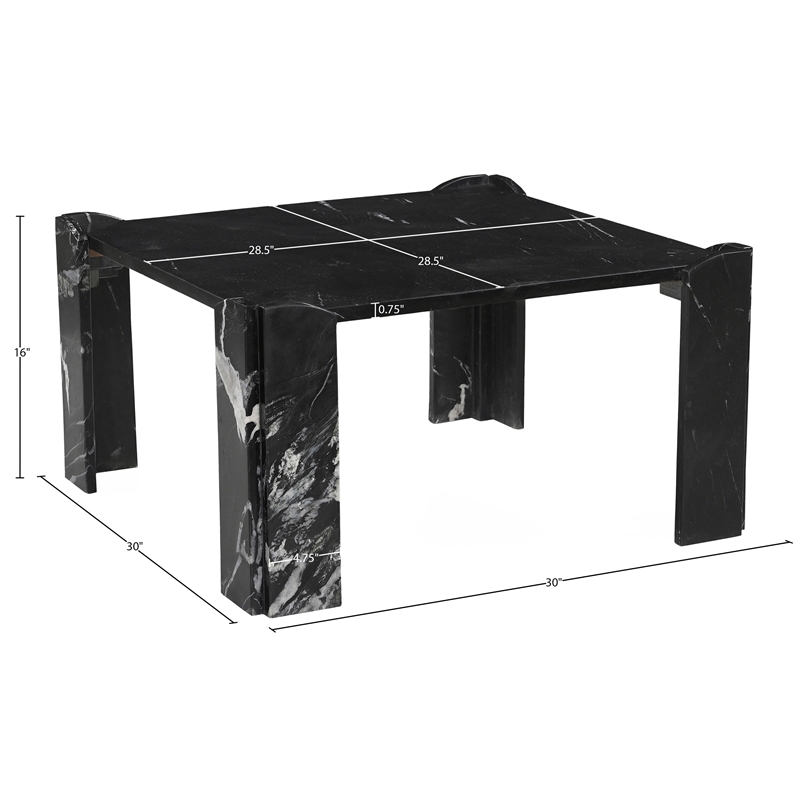 Meridian Furniture Ravello Black Genuine Marble Coffee Table