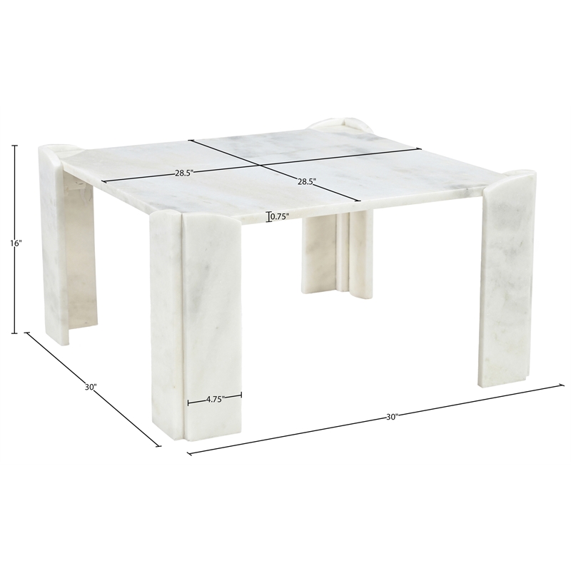 Meridian Furniture Ravello White Genuine Marble Coffee Table