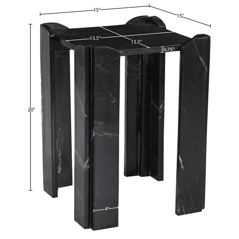 Meridian Furniture Ravello Black Genuine Marble End / Side Table