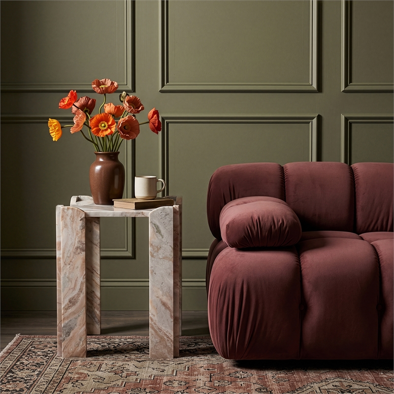 Meridian Furniture Ravello Brown Genuine Marble End / Side Table