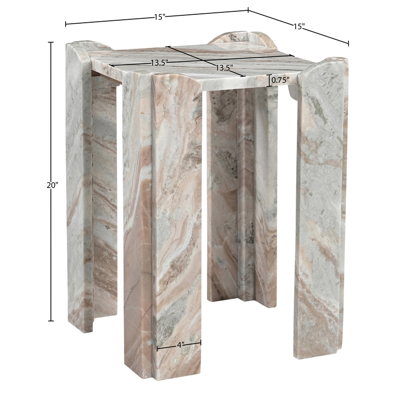 Meridian Furniture Ravello Brown Genuine Marble End / Side Table