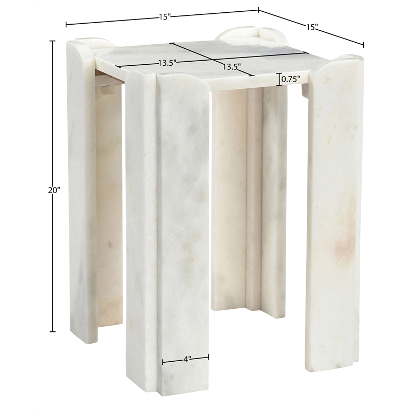 Meridian Furniture Ravello White Genuine Marble End / Side Table