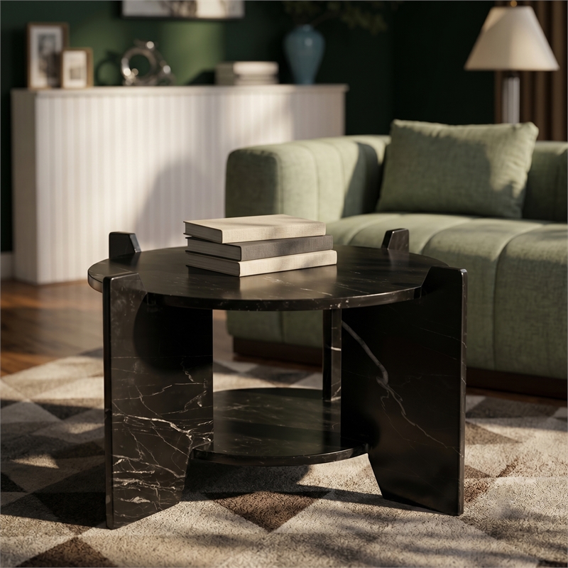 Meridian Furniture Soriano Black Genuine Marble Coffee Table