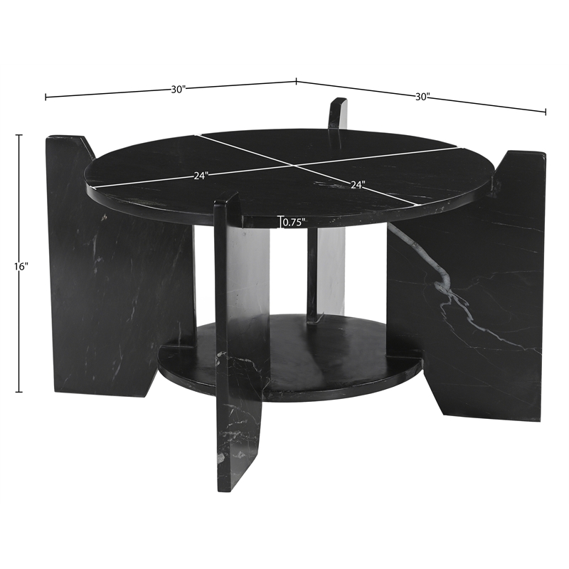 Meridian Furniture Soriano Black Genuine Marble Coffee Table