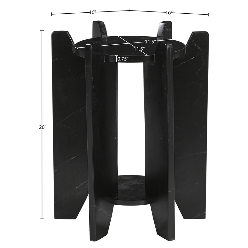 Meridian Furniture Soriano Black Genuine Marble End / Side Table