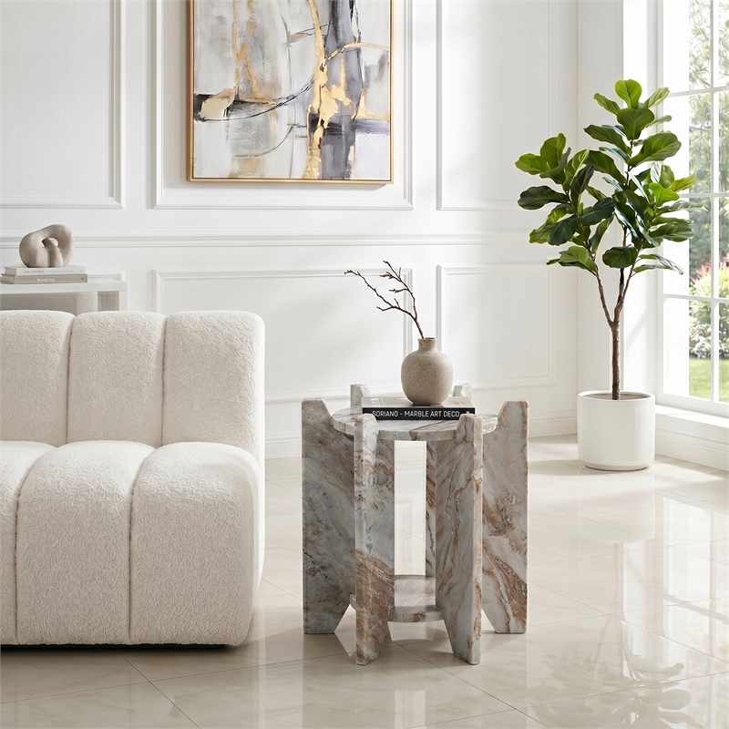 Meridian Furniture Soriano Brown Genuine Marble End / Side Table