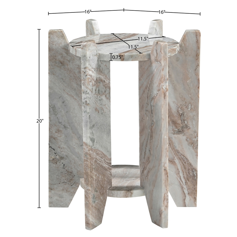Meridian Furniture Soriano Brown Genuine Marble End / Side Table