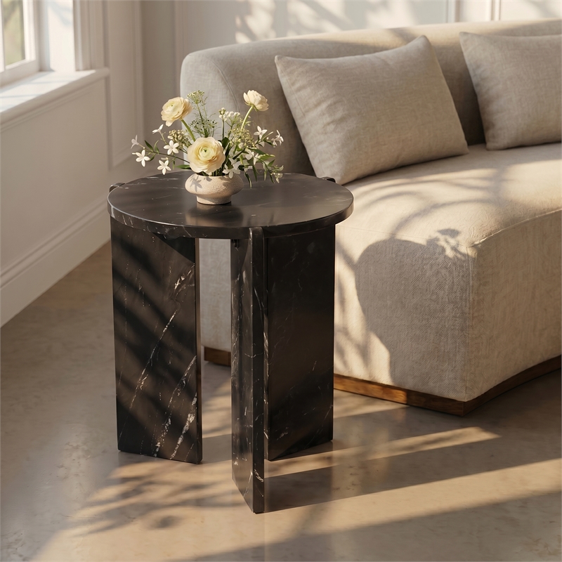 Meridian Furniture Vernazza Black Genuine Marble End / Side Table