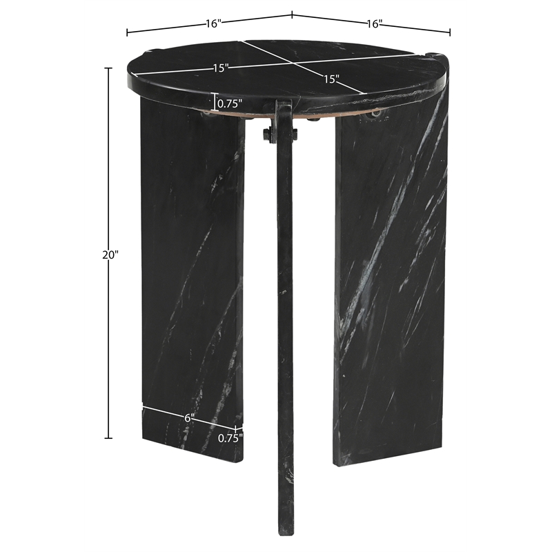 Meridian Furniture Vernazza Black Genuine Marble End / Side Table