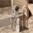Meridian Furniture Alba Alaska Genuine Marble End / Side Table