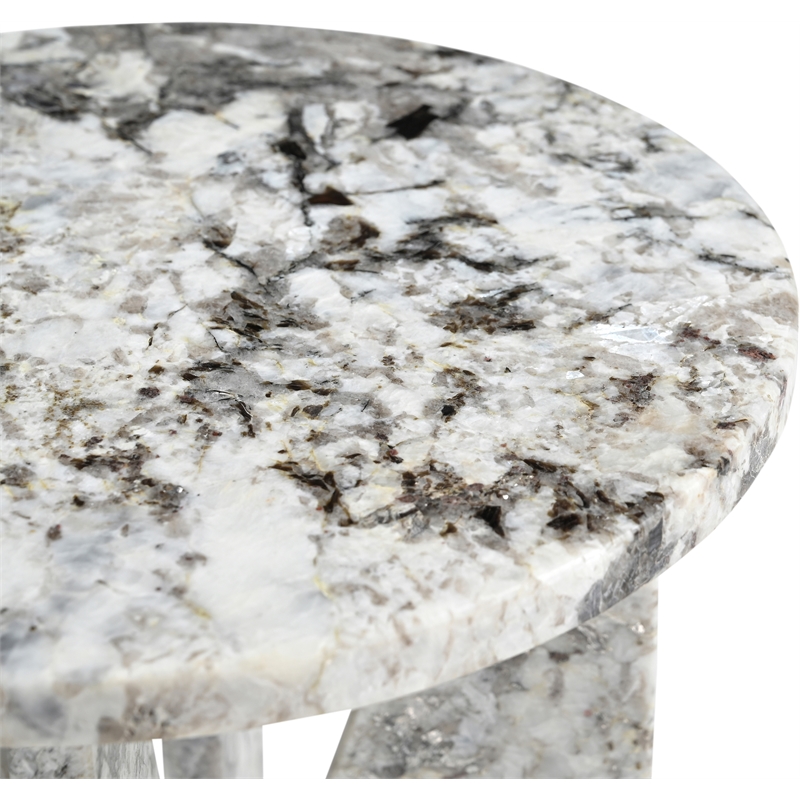Meridian Furniture Alba Alaska Genuine Marble End / Side Table