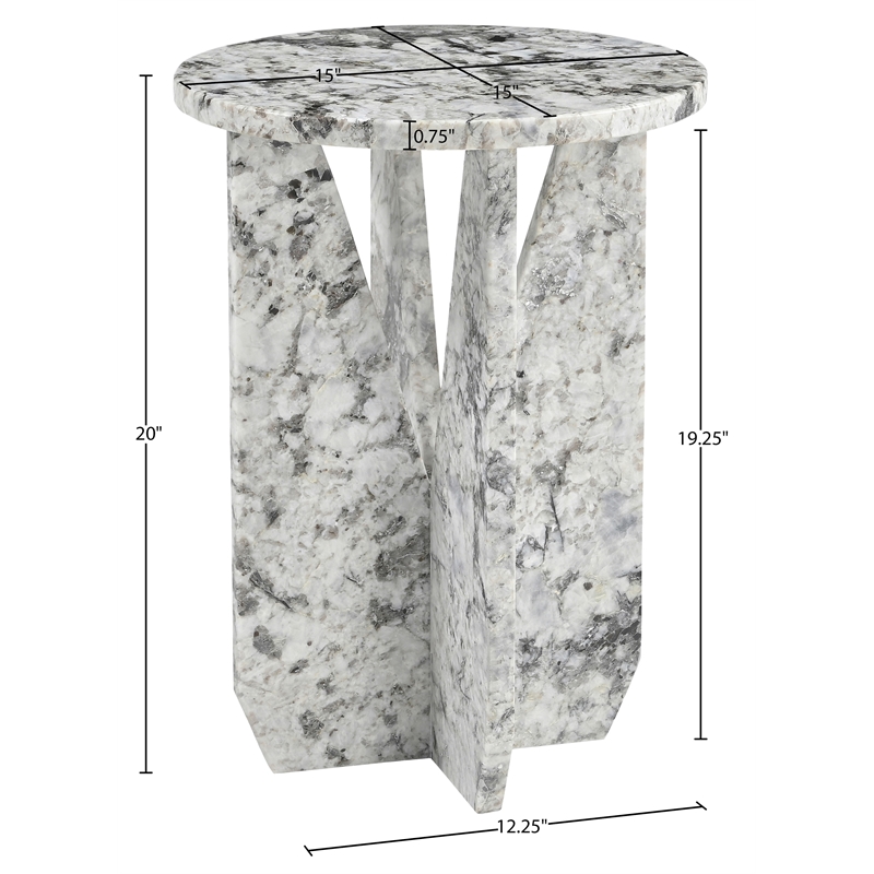 Meridian Furniture Alba Alaska Genuine Marble End / Side Table