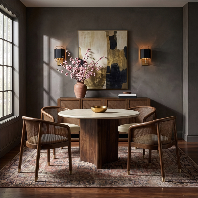 Meridian Furniture Sylvan Cream Vegan Leather Dining Chair (Set of 2)