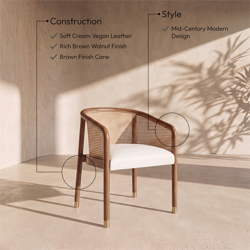Meridian Furniture Sylvan Cream Vegan Leather Dining Chair (Set of 2)