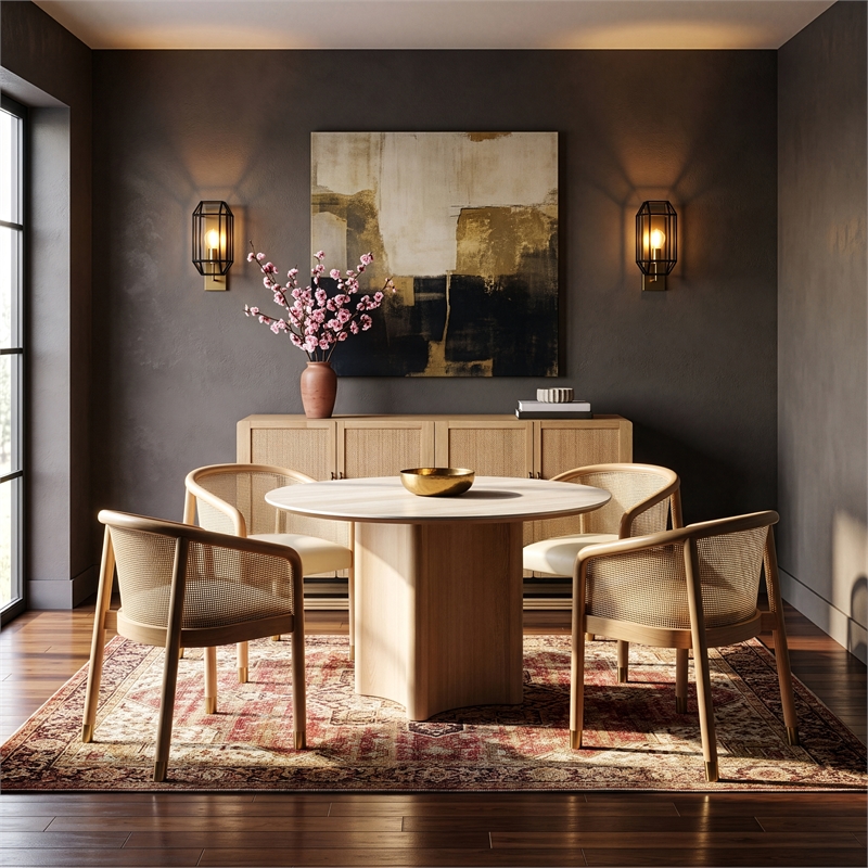 Meridian Furniture Sylvan Cream Vegan Leather Dining Chair (Set of 2)